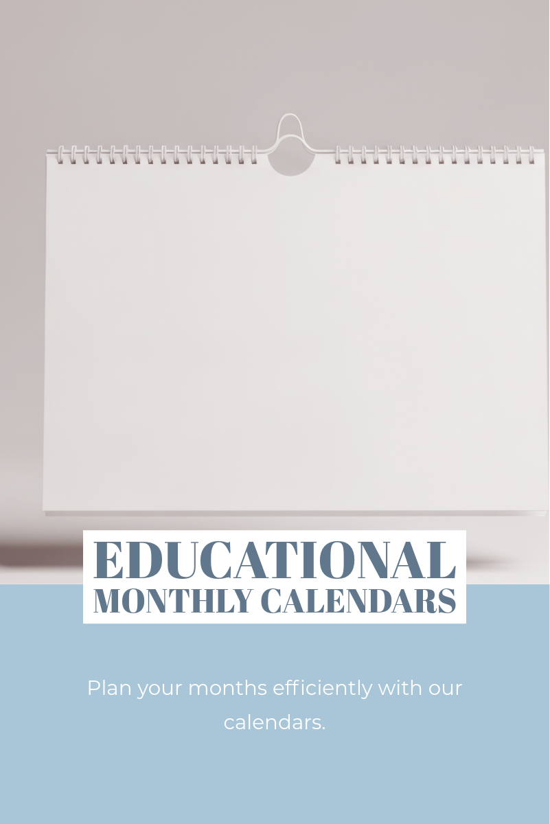 editable monthly calendars